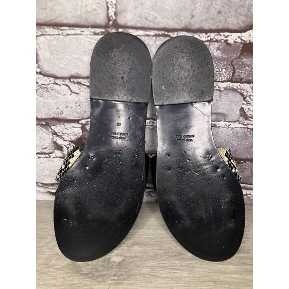 Amanu Black Calf Hair Leather Python Cross Strap Slides Sandals Women 9M US/40EU - Picture 14 of 16